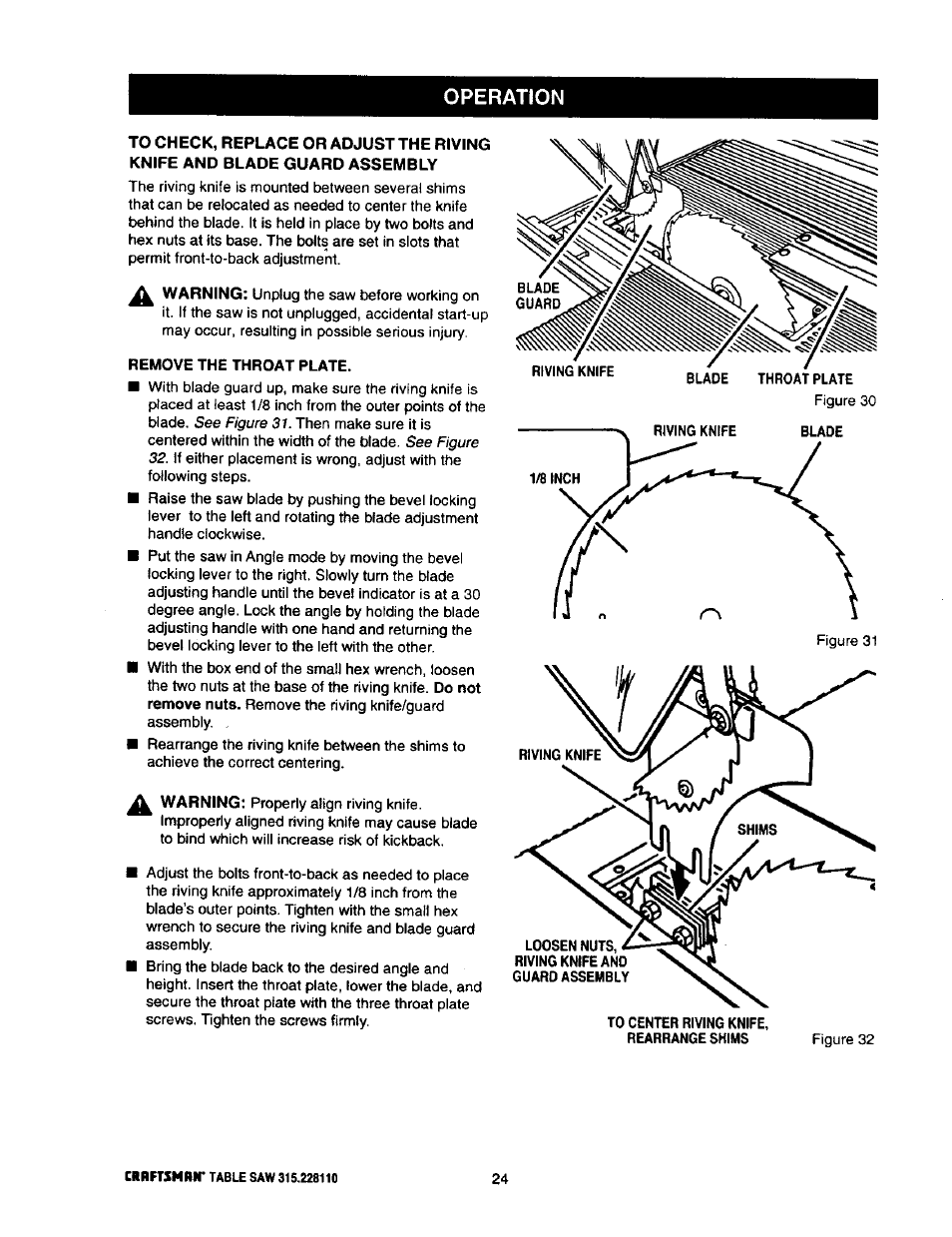 Operation | Craftsman 315.228110 User Manual | Page 24 / 54