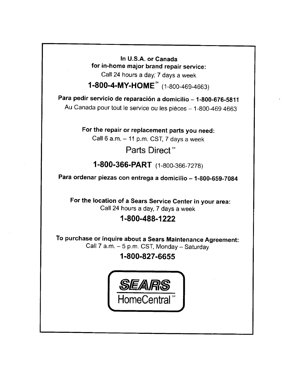 For the repair or replacement parts you need | Craftsman 315.228110 User Manual | Page 54 / 54