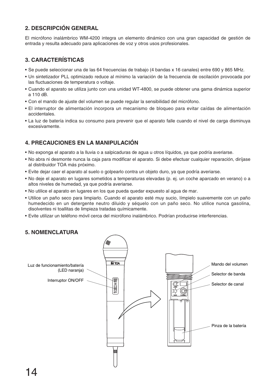 Toa WM-4200 User Manual | Page 14 / 16