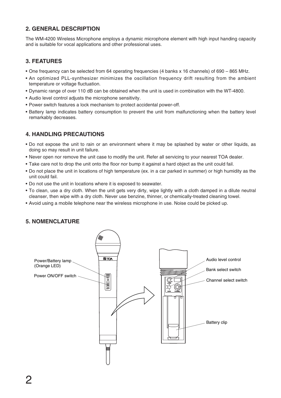 Toa WM-4200 User Manual | Page 2 / 16