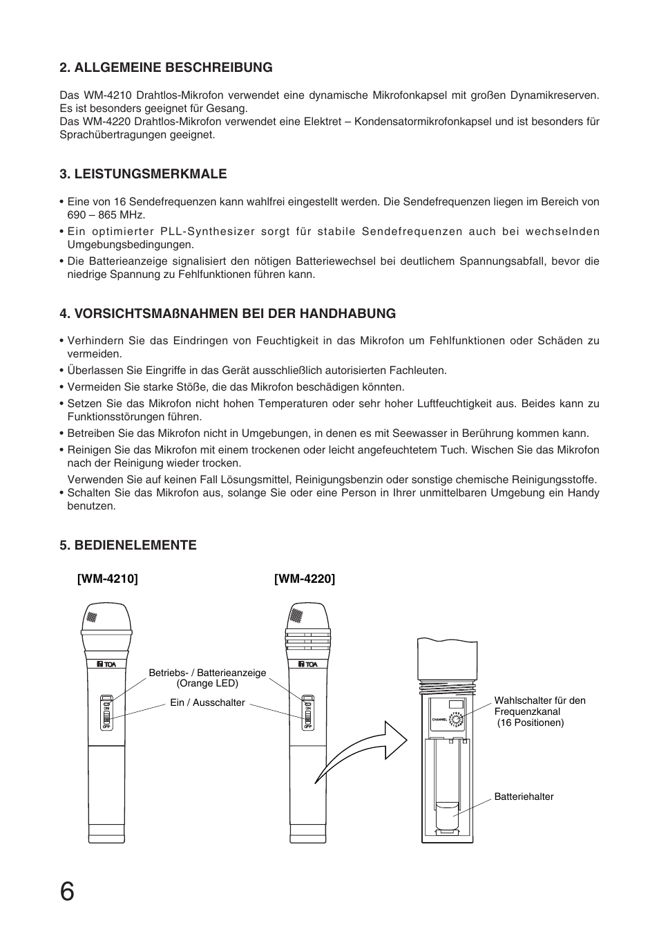 Toa WM-4210 User Manual | Page 6 / 16