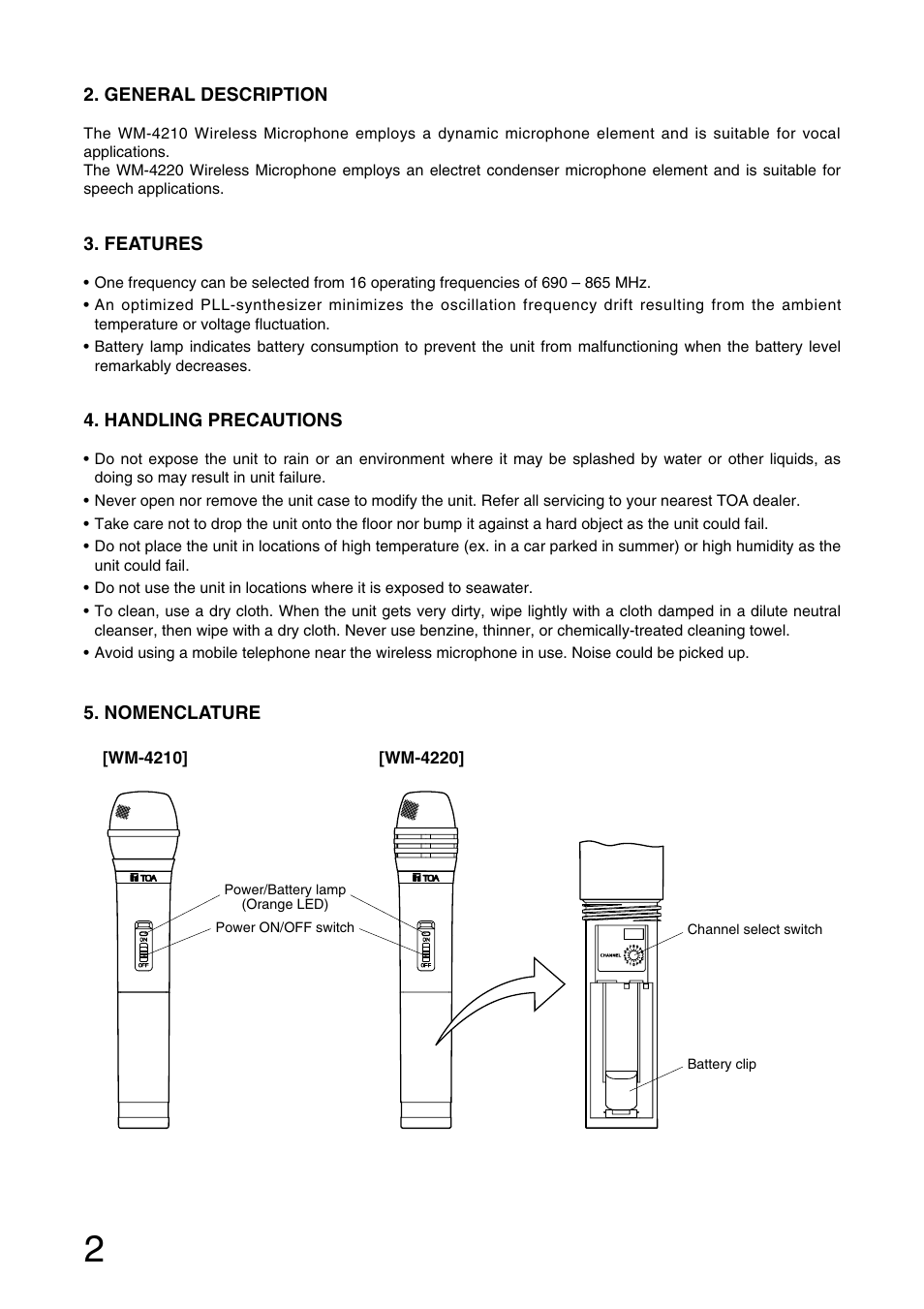 Toa WM-4220 User Manual | Page 2 / 16