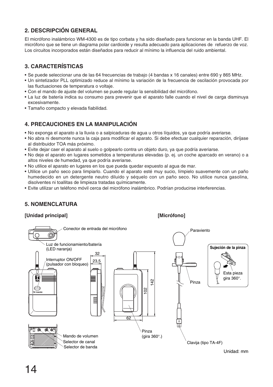 Toa WM-4300 User Manual | Page 14 / 16