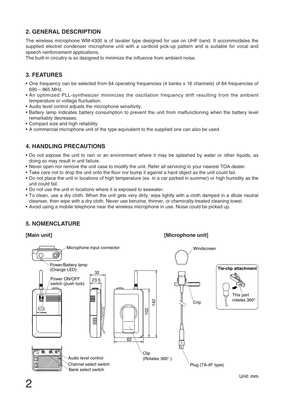 Toa WM-4300 User Manual | Page 2 / 16
