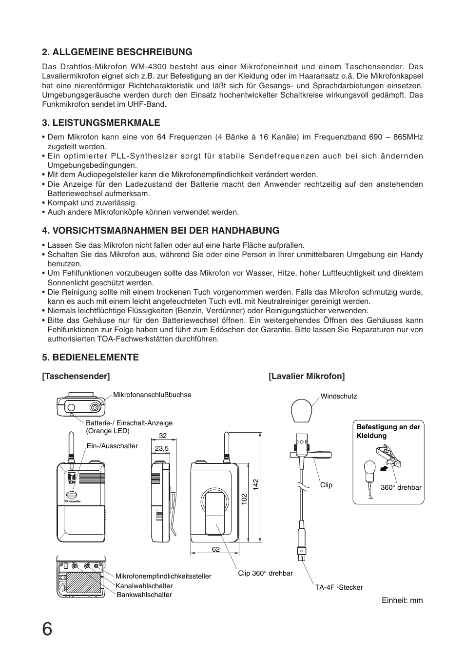 Toa WM-4300 User Manual | Page 6 / 16