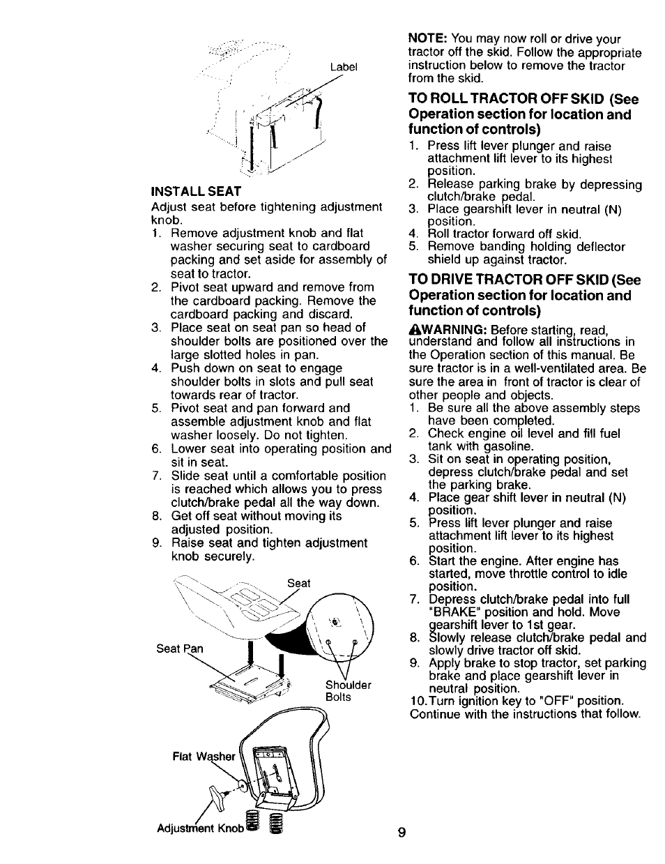 Installseat | Craftsman 917.271815 User Manual | Page 9 / 60