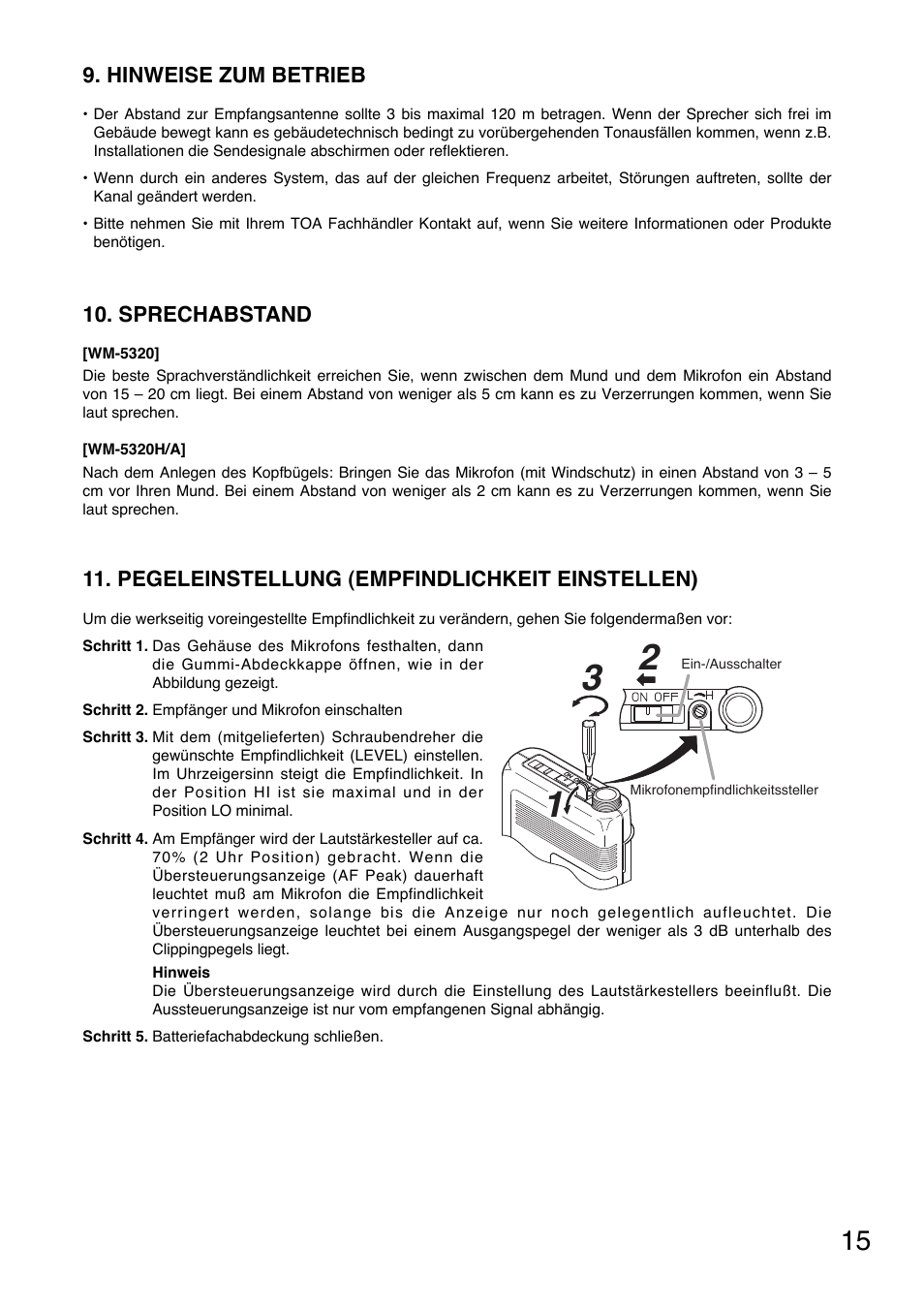 Toa WM-5320A User Manual | Page 15 / 44