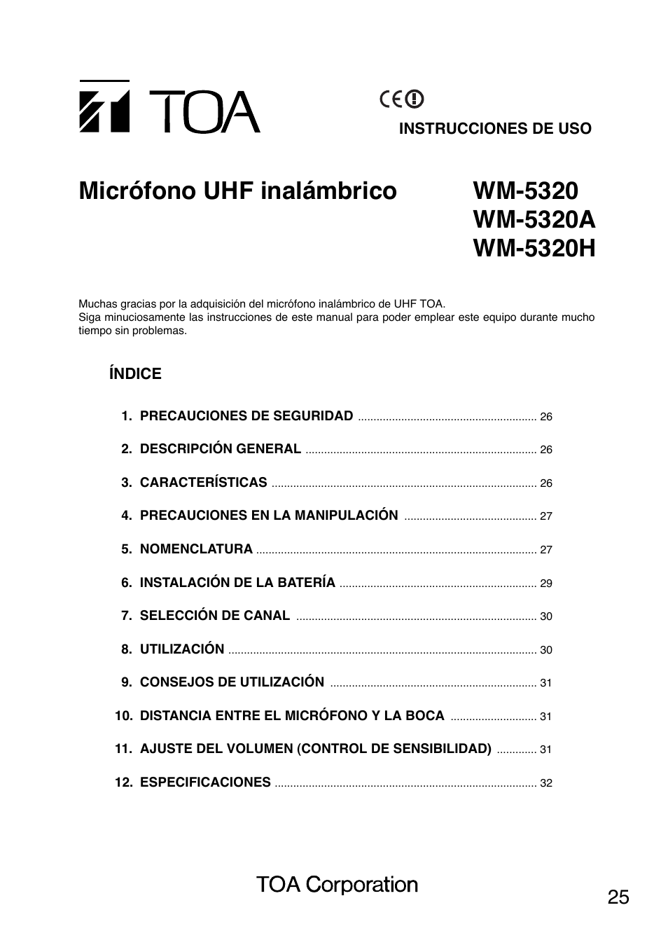 Toa WM-5320A User Manual | Page 25 / 44