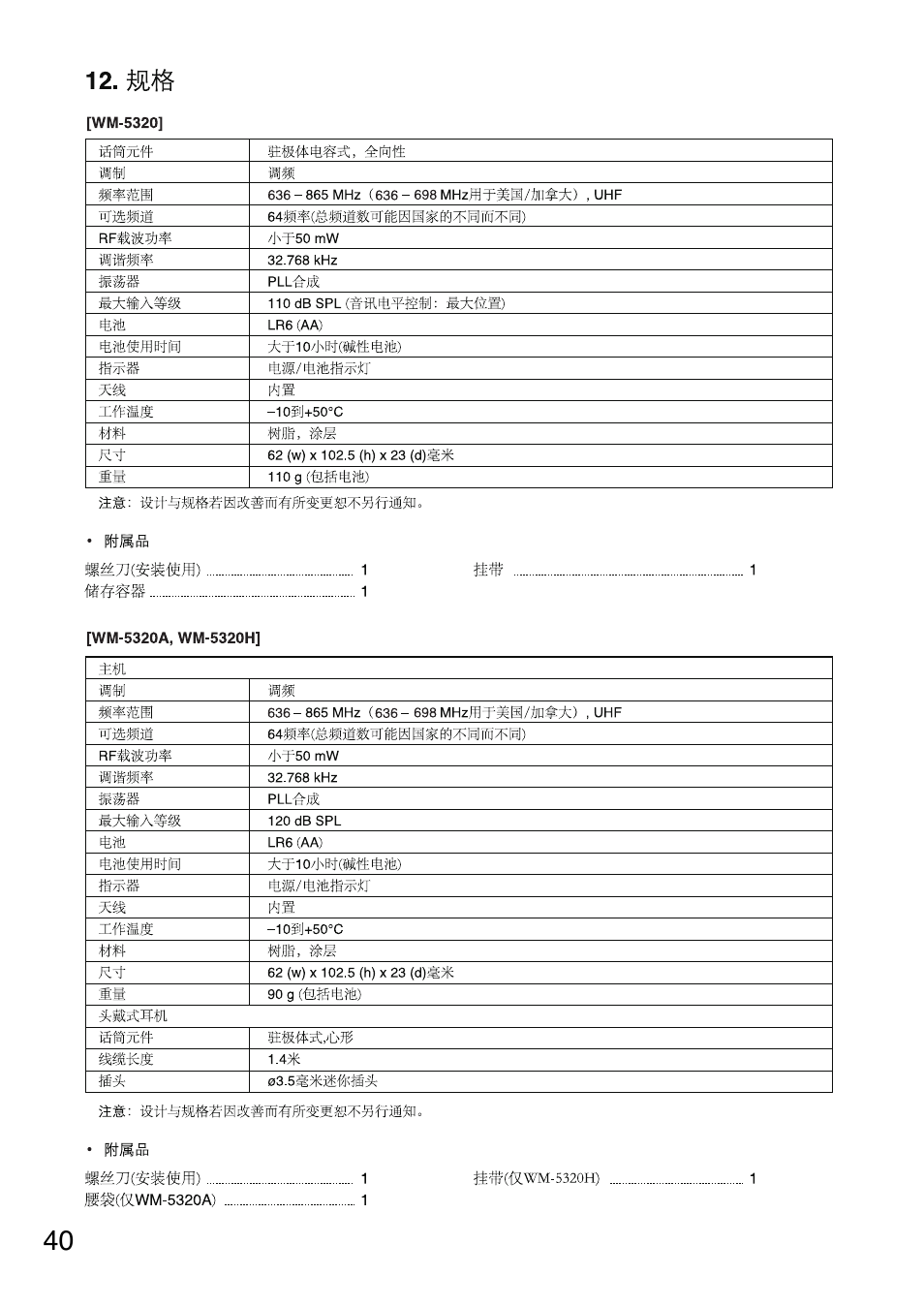 Toa WM-5320A User Manual | Page 40 / 44