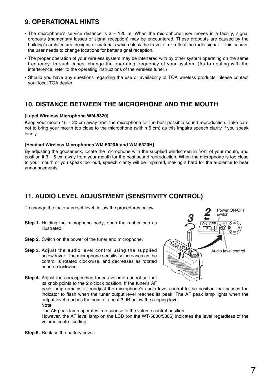 Toa WM-5320H User Manual | Page 7 / 8