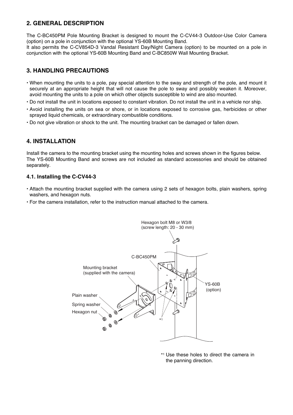 General description, Handling precautions, Installation | Toa C-BC450PM User Manual | Page 3 / 4