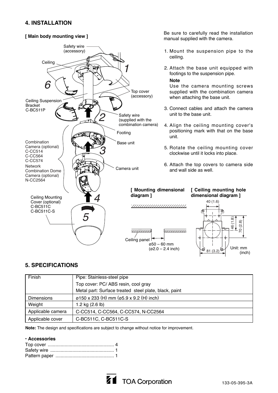 Toa C-BC511P User Manual | Page 4 / 4