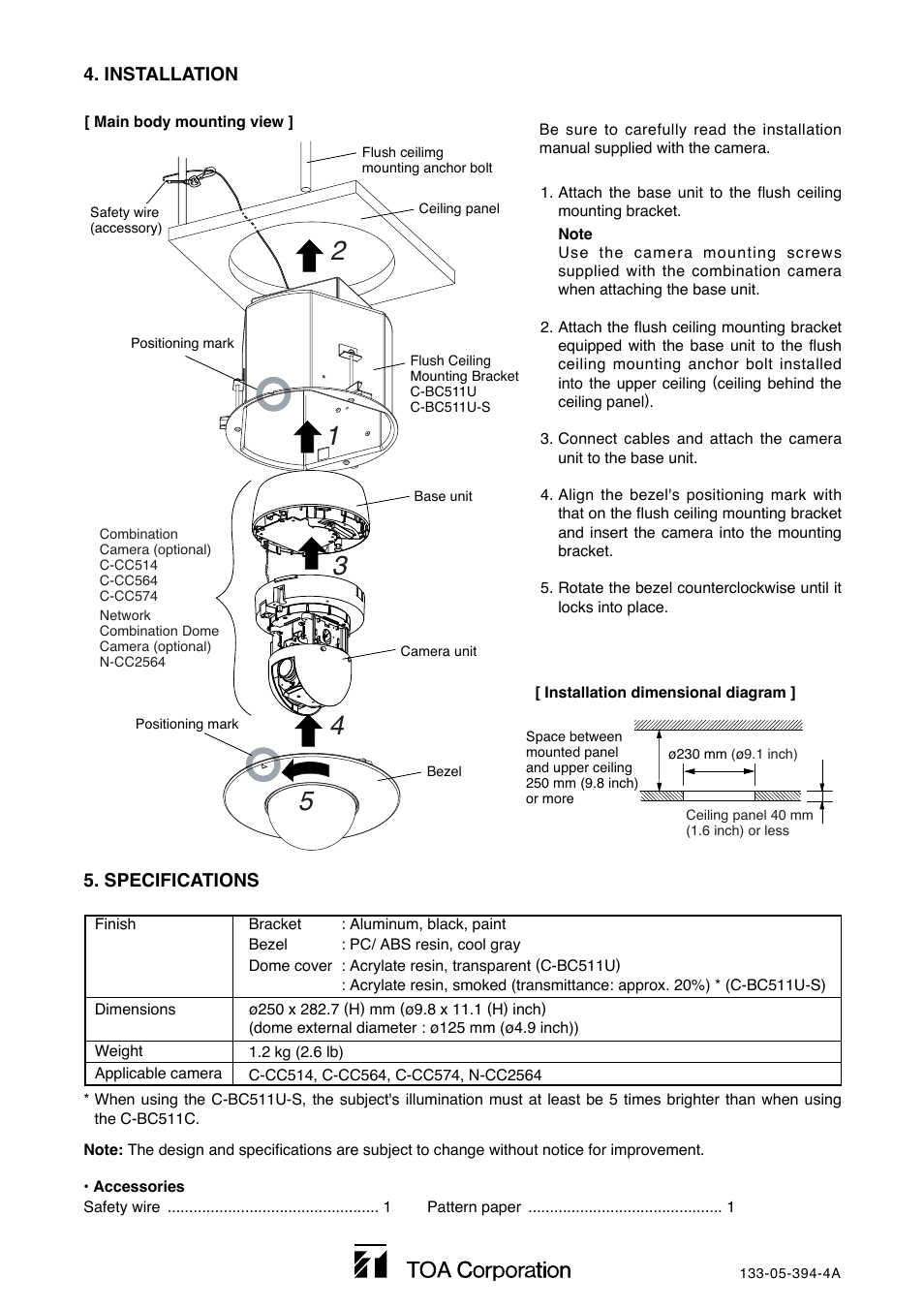 Toa C-BC511U-S User Manual | Page 4 / 4