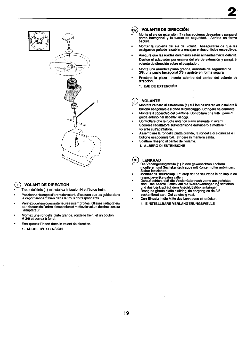 F] volant de direction, Volante de dirección, N volante | Lenkrad | Craftsman 25949 User Manual | Page 19 / 68