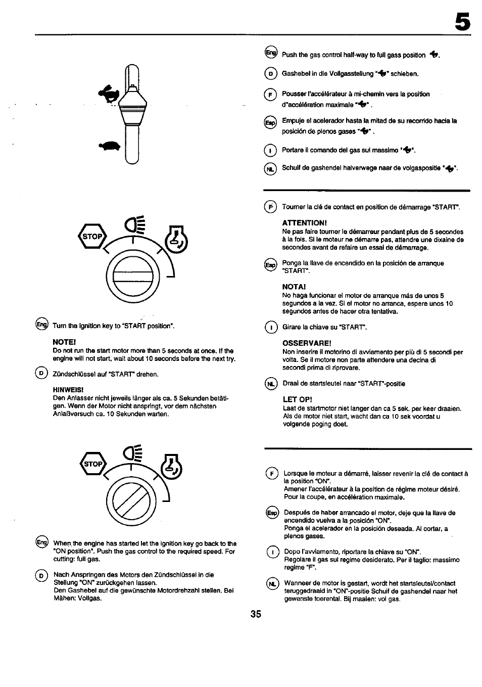 Notei, Attention, Nota | Osservare, Let op | Craftsman 25949 User Manual | Page 35 / 68