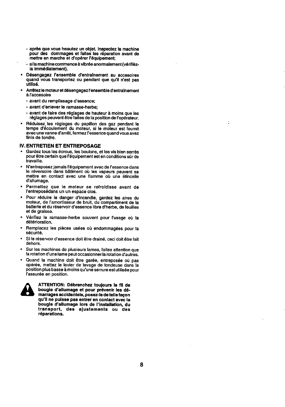 Iv. entretien et entreposage | Craftsman 25949 User Manual | Page 8 / 68