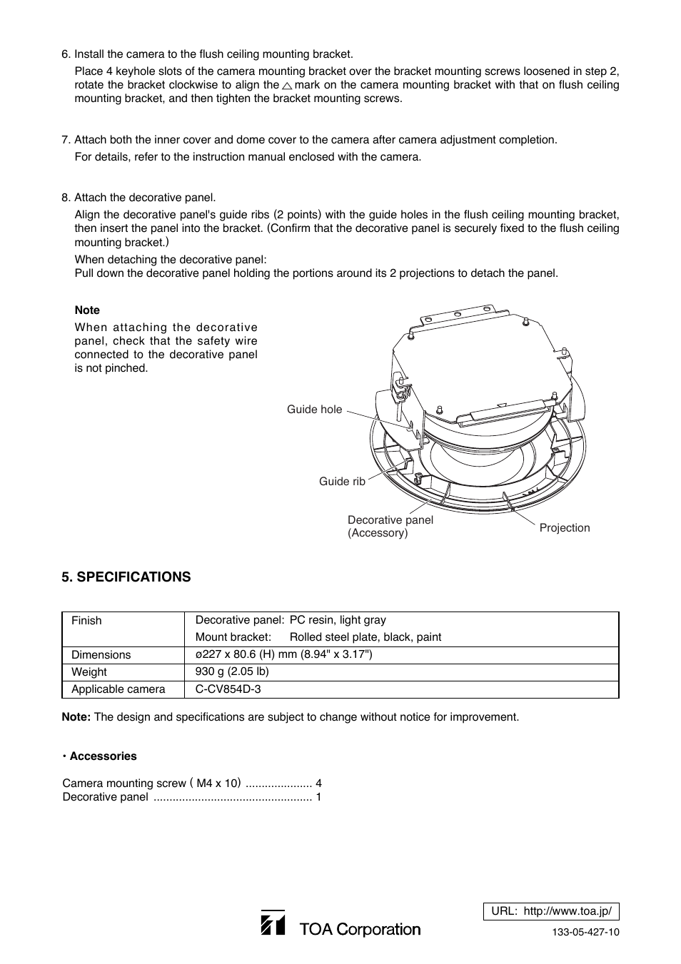 Toa C-BC850U User Manual | Page 6 / 6