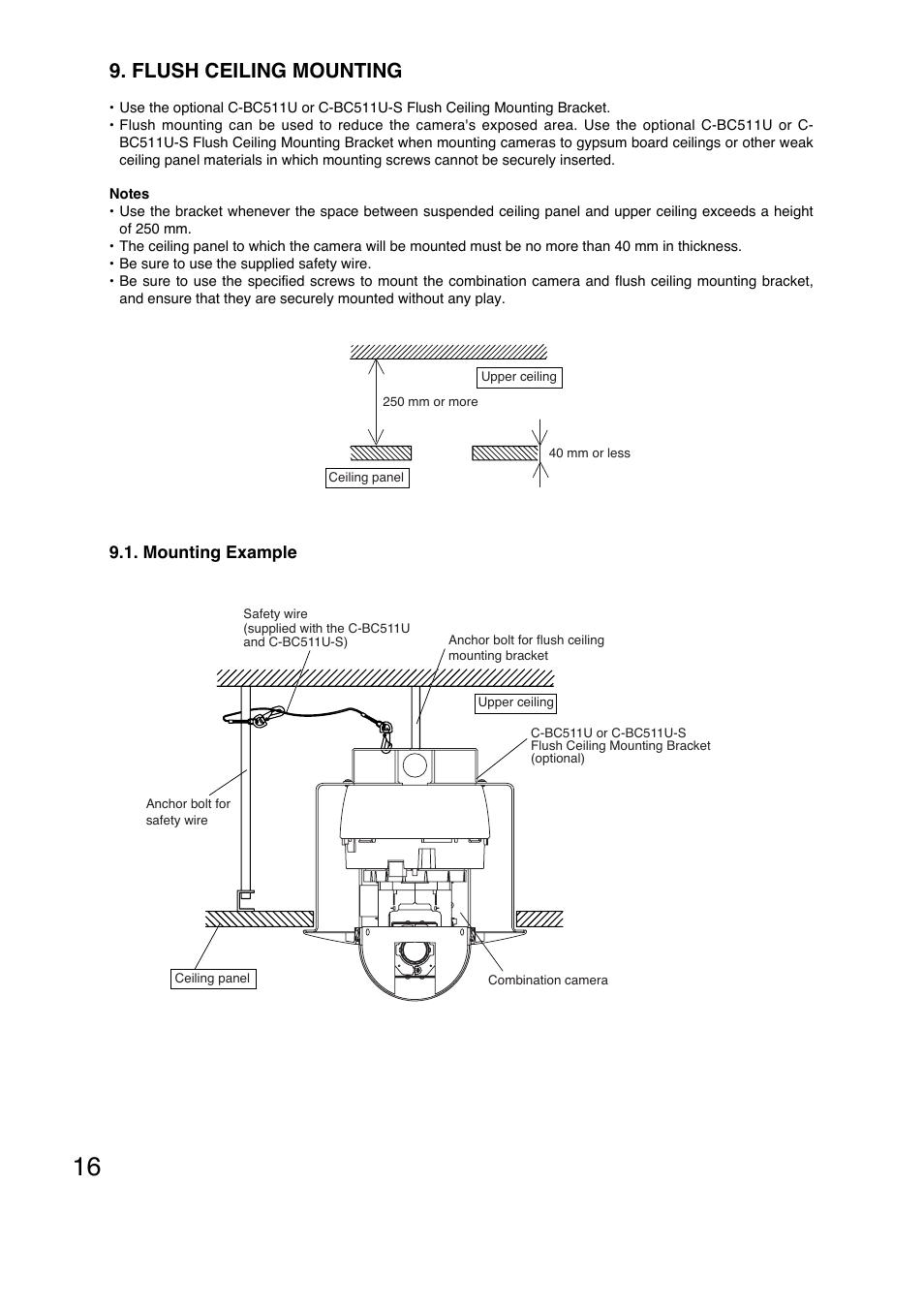 Flush ceiling mounting | Toa C-CC574 PL User Manual | Page 16 / 44