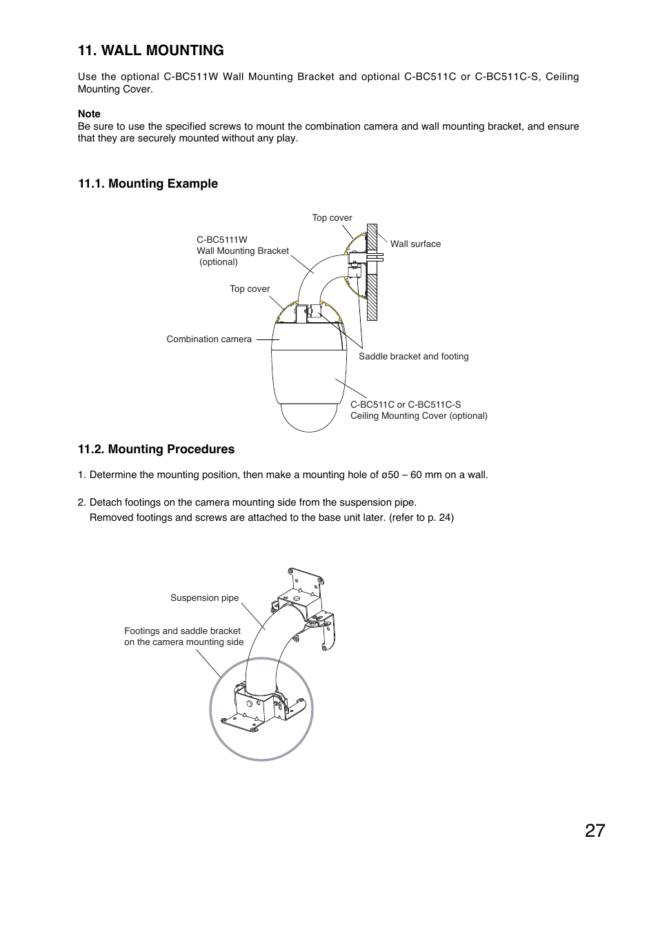 Wall mounting | Toa C-CC574 PL User Manual | Page 27 / 44