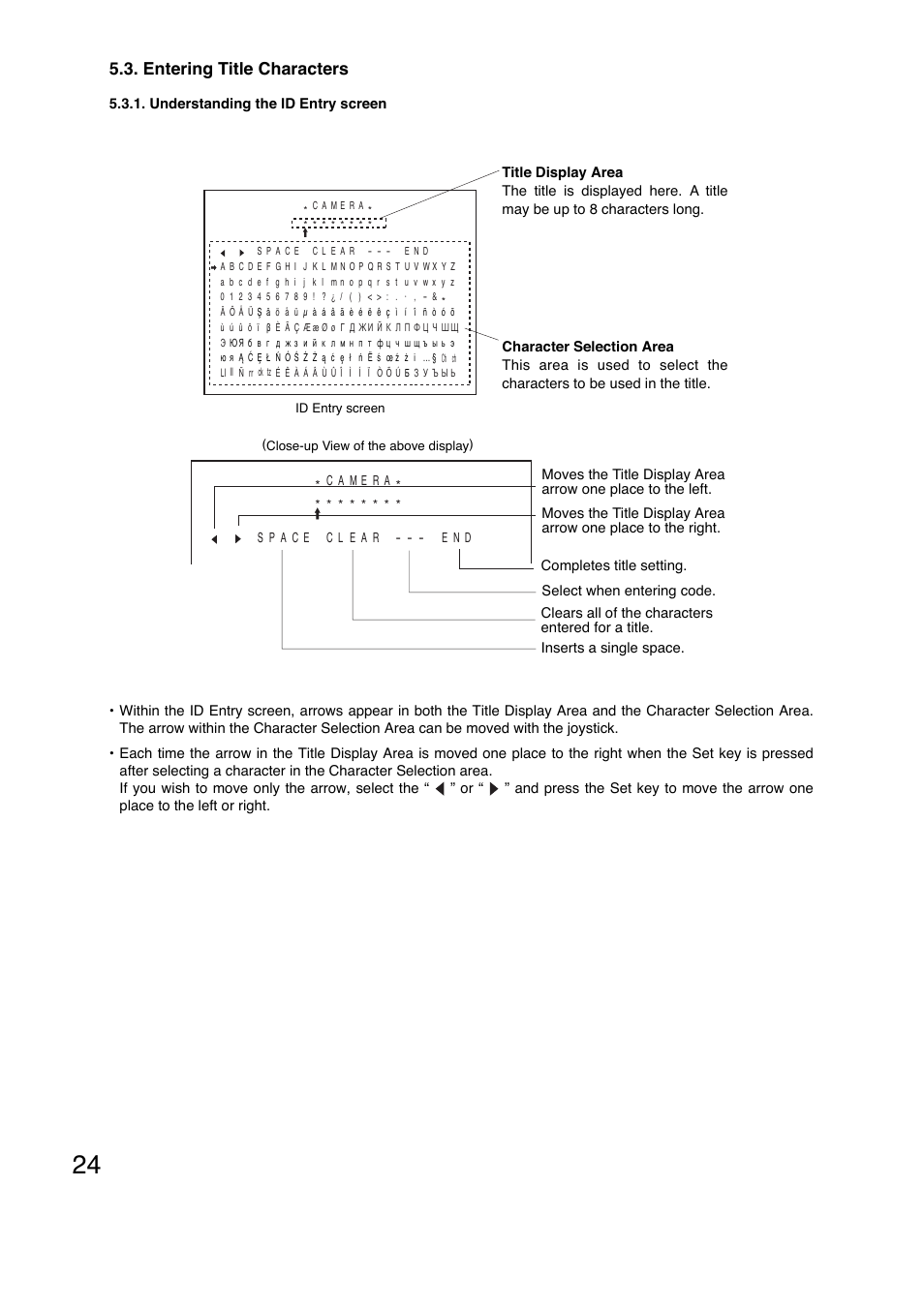 Entering title characters | Toa C-CC774 PL User Manual | Page 24 / 82
