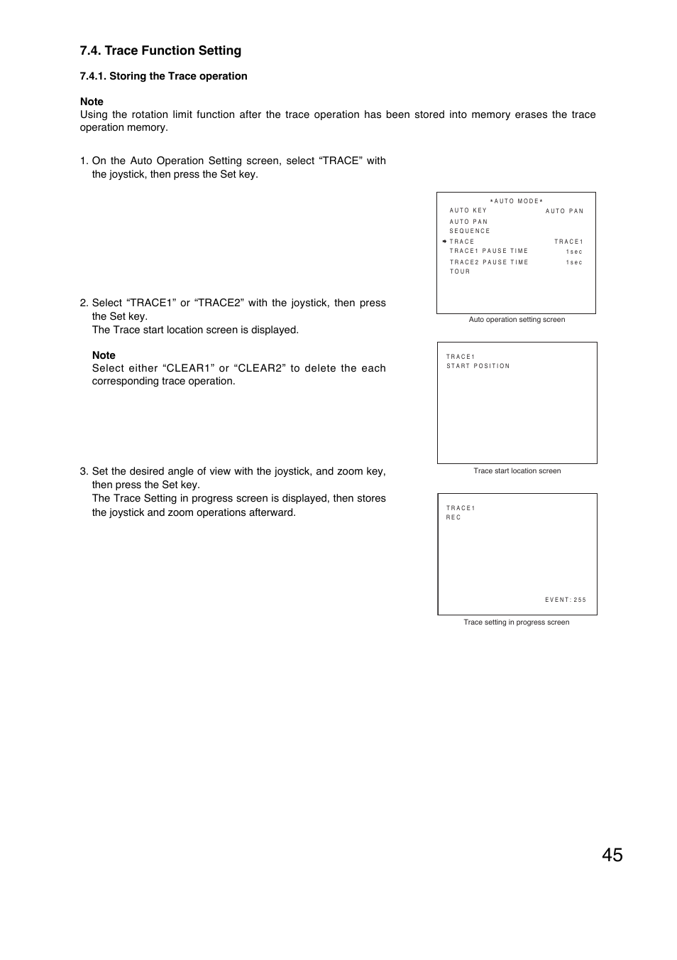 Trace function setting | Toa C-CC774 PL User Manual | Page 45 / 82
