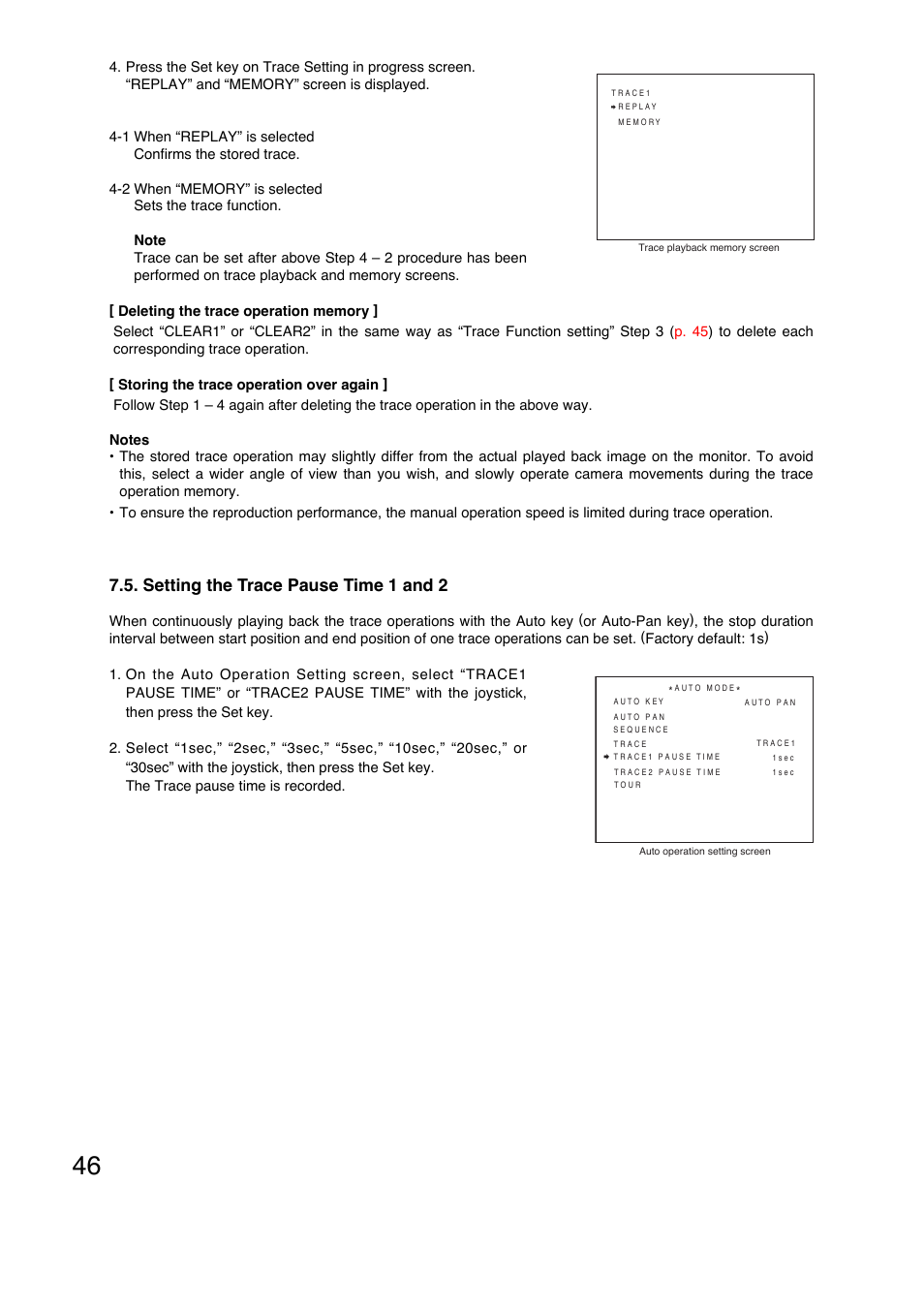 Setting the trace pause time 1 and 2 | Toa C-CC774 PL User Manual | Page 46 / 82