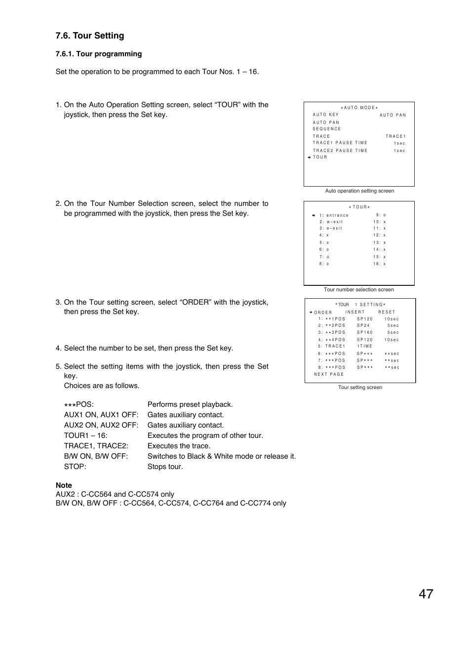 Tour setting | Toa C-CC774 PL User Manual | Page 47 / 82