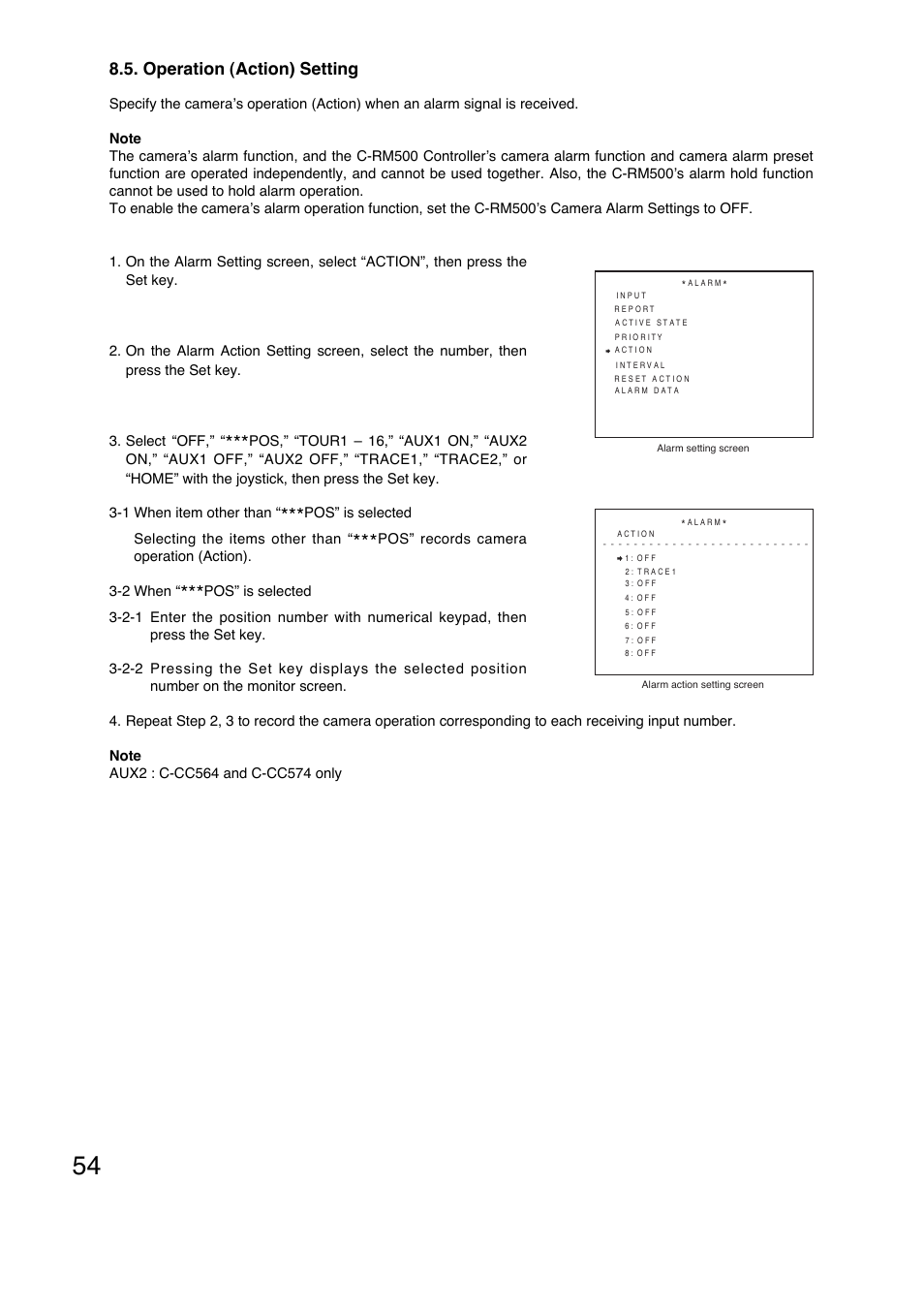Operation (action) setting | Toa C-CC774 PL User Manual | Page 54 / 82