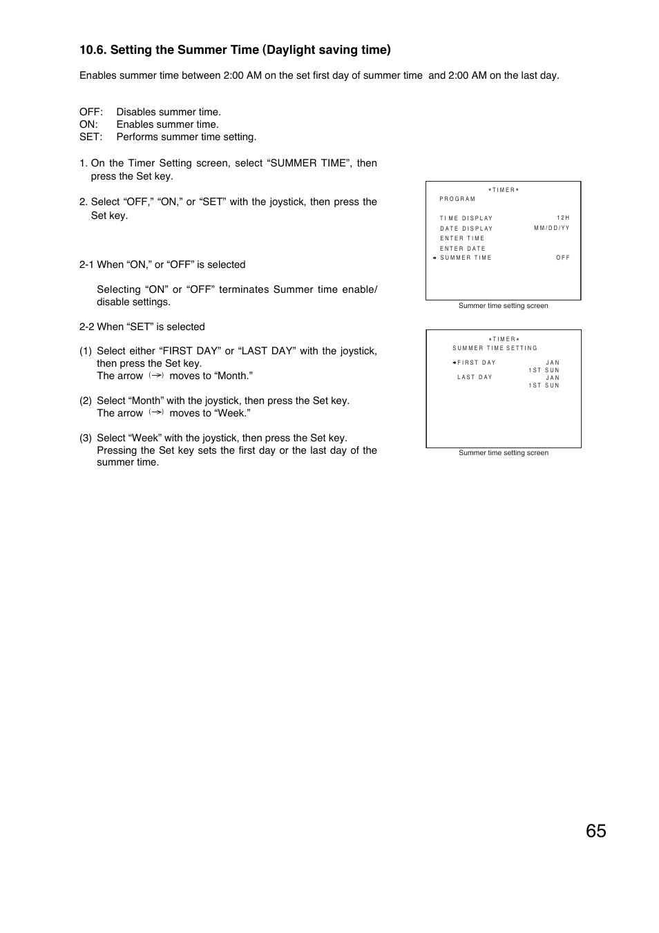 Setting the summer time (daylight saving time) | Toa C-CC774 PL User Manual | Page 65 / 82