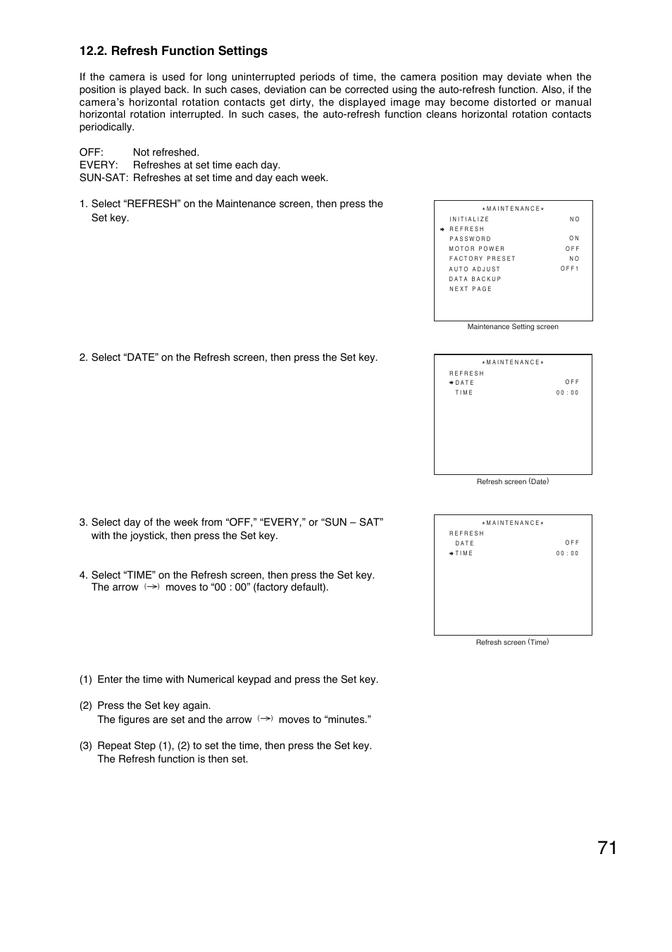 Refresh function settings | Toa C-CC774 PL User Manual | Page 71 / 82