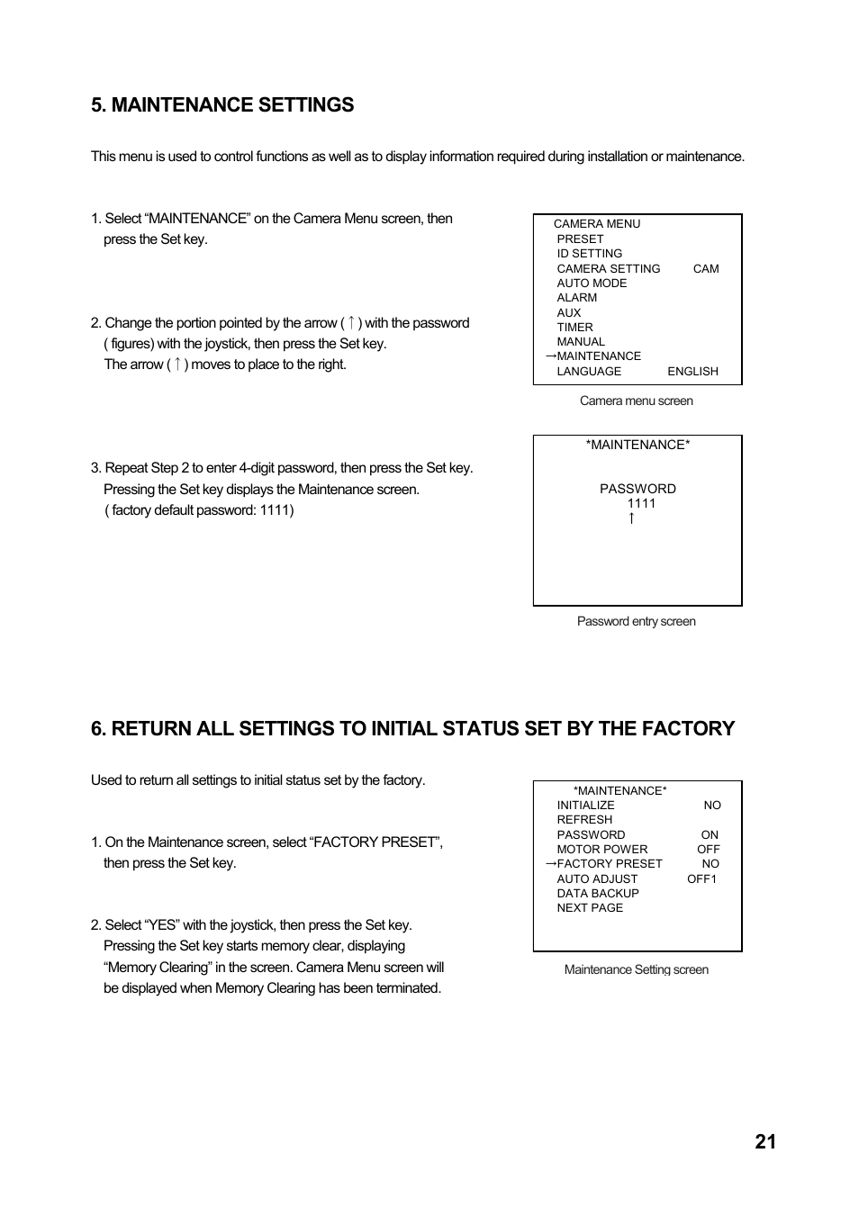 21 5. maintenance settings | Toa C-CC774 User Manual | Page 21 / 22