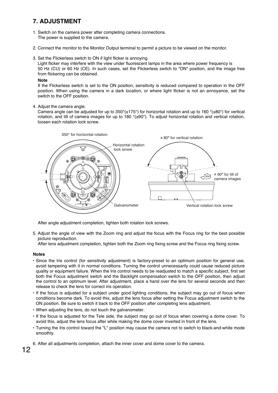 Adjustment | Toa C-CV854D-3 CE User Manual | Page 12 / 16