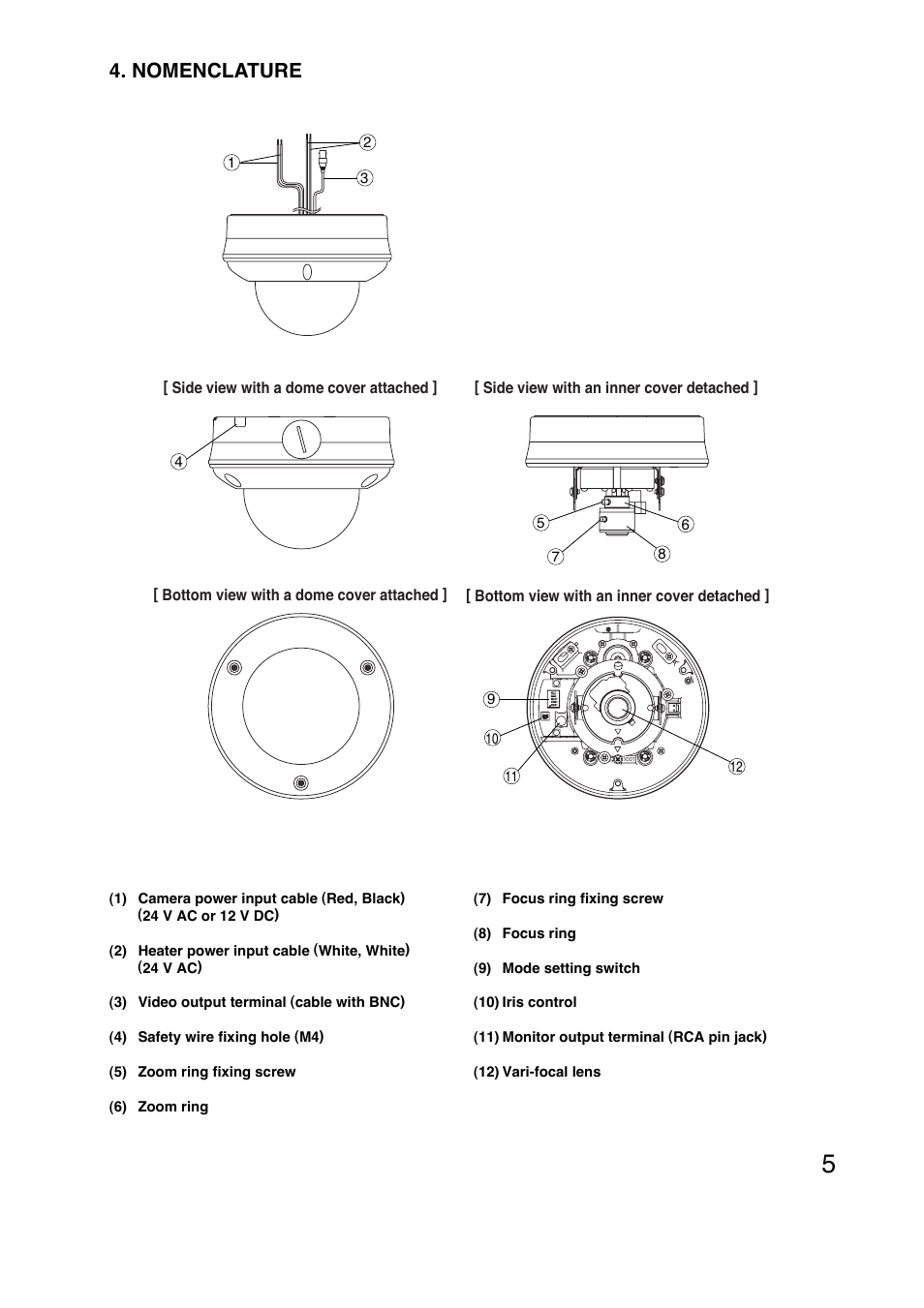 Nomenclature | Toa C-CV854D-3 CE User Manual | Page 5 / 16