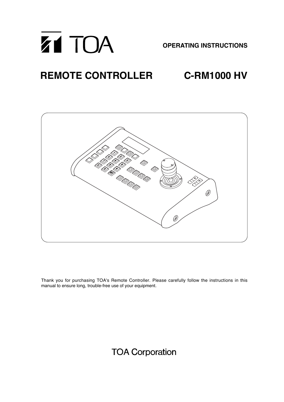 Toa C-RM1000 HV User Manual | 60 pages