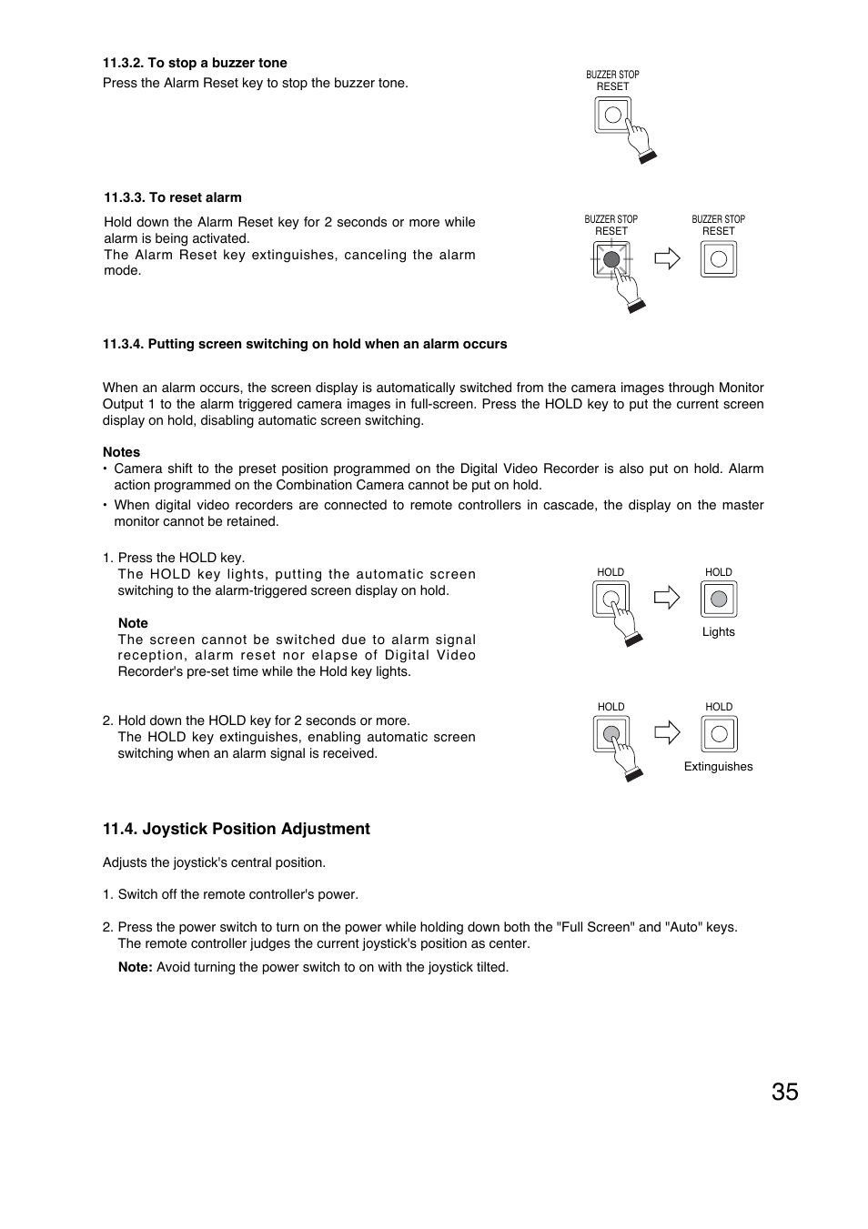 Joystick position adjustment | Toa C-RM1000 HV User Manual | Page 35 / 60