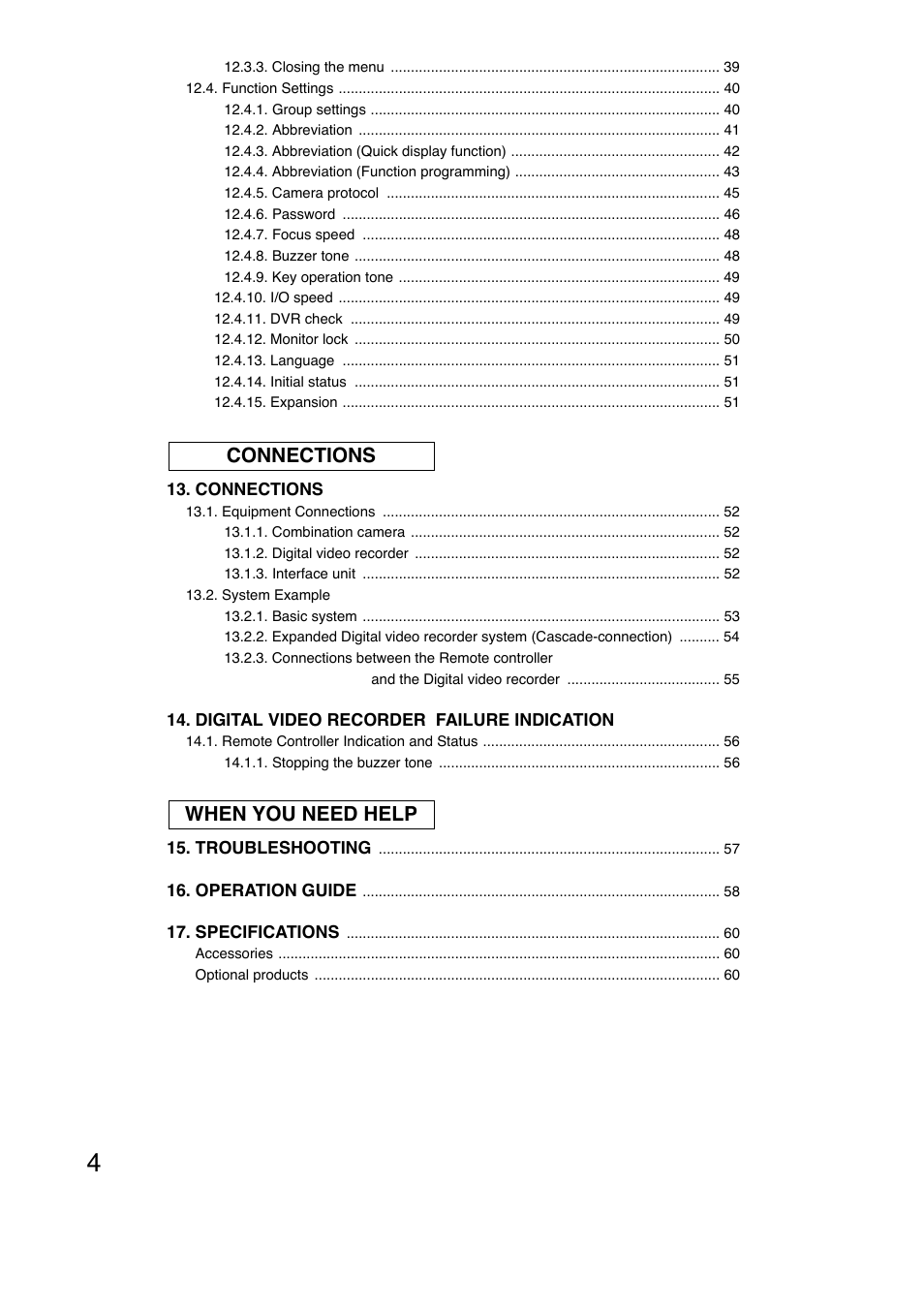 When you need help connections | Toa C-RM1000 HV User Manual | Page 4 / 60
