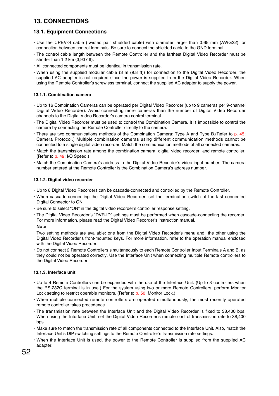 Connections | Toa C-RM1000 HV User Manual | Page 52 / 60