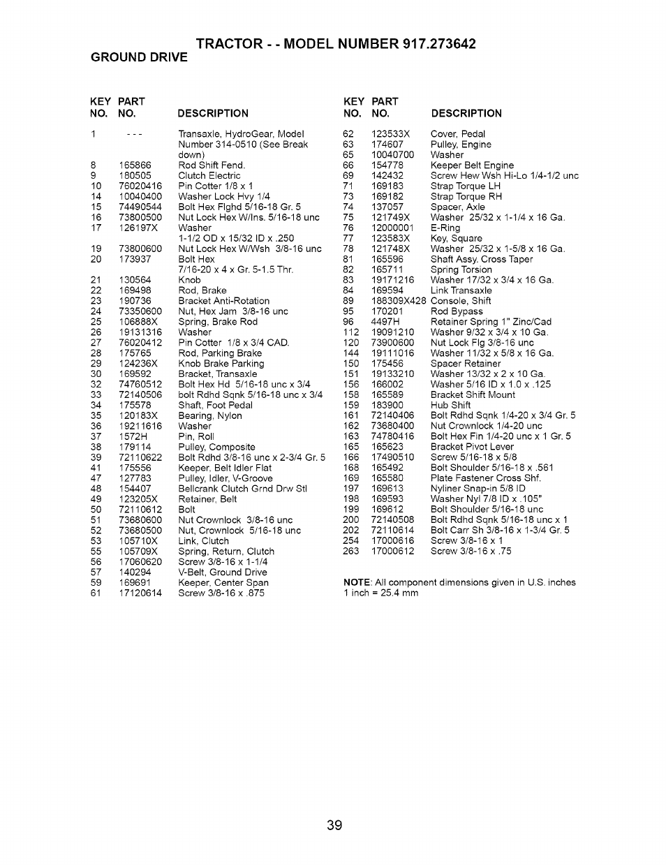 Ground drive | Craftsman DYT 4000 917.273642 User Manual | Page 39 / 56