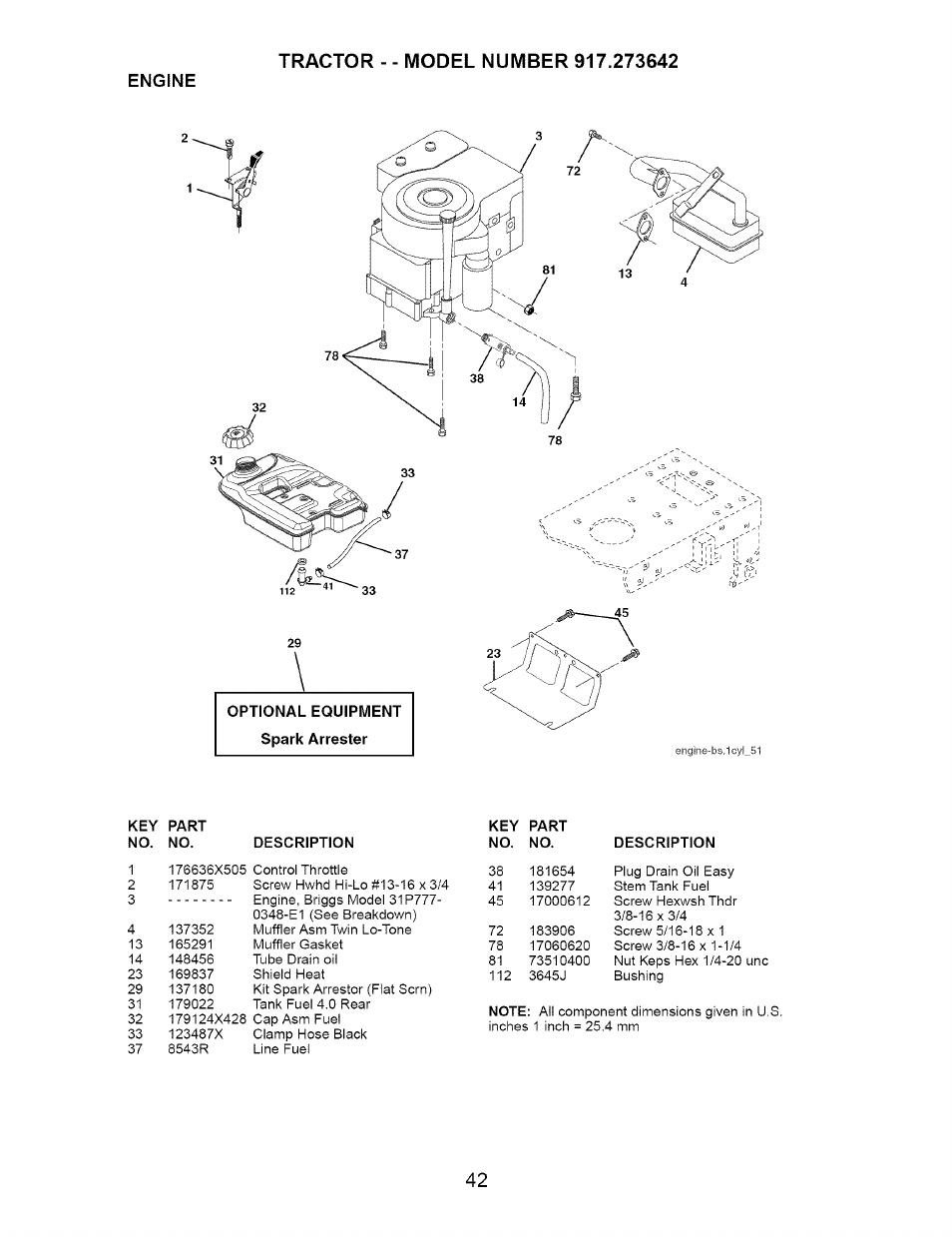 Engine | Craftsman DYT 4000 917.273642 User Manual | Page 42 / 56