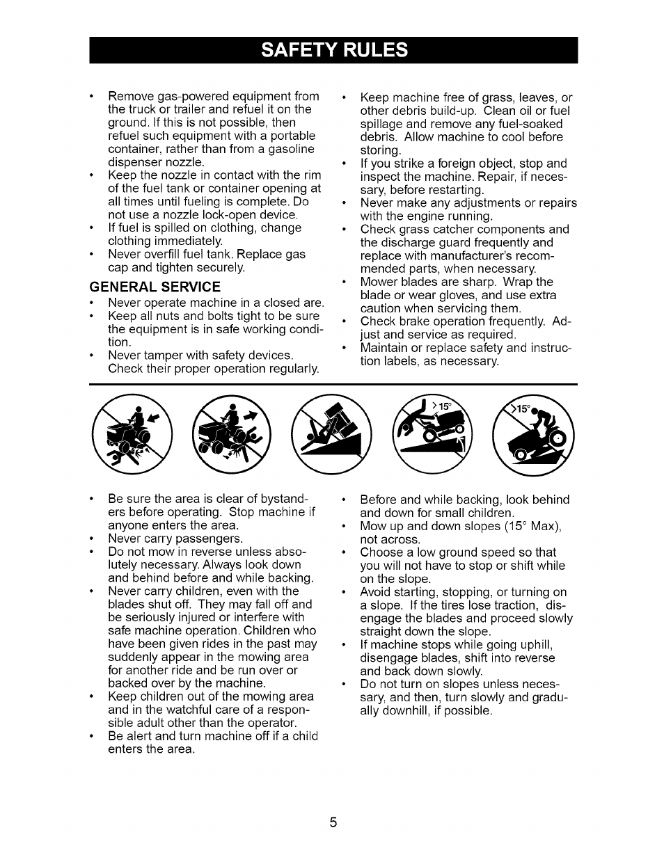 General service, Safety rules | Craftsman DYT 4000 917.273642 User Manual | Page 5 / 56