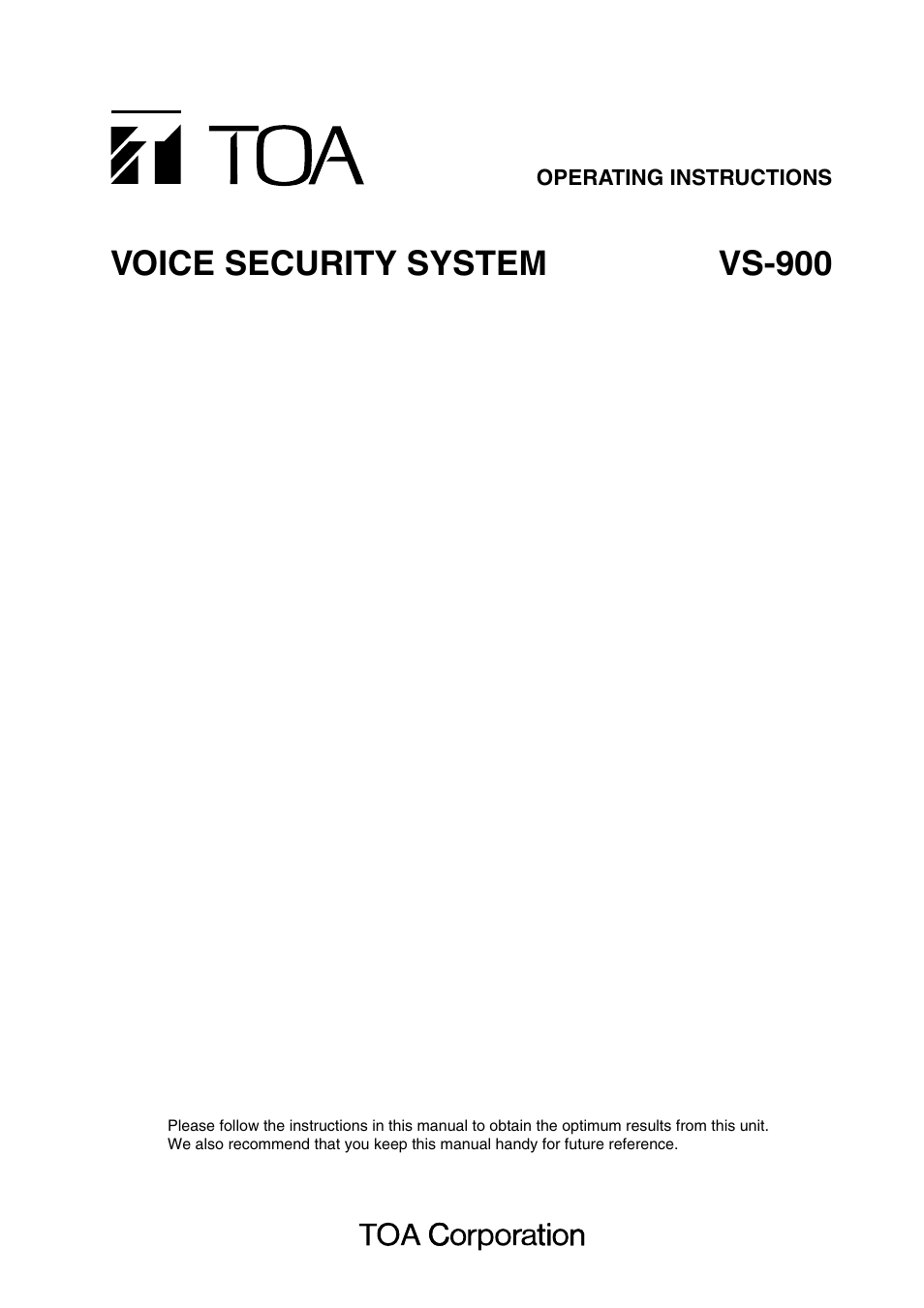 Toa VS-900 User Manual | 72 pages