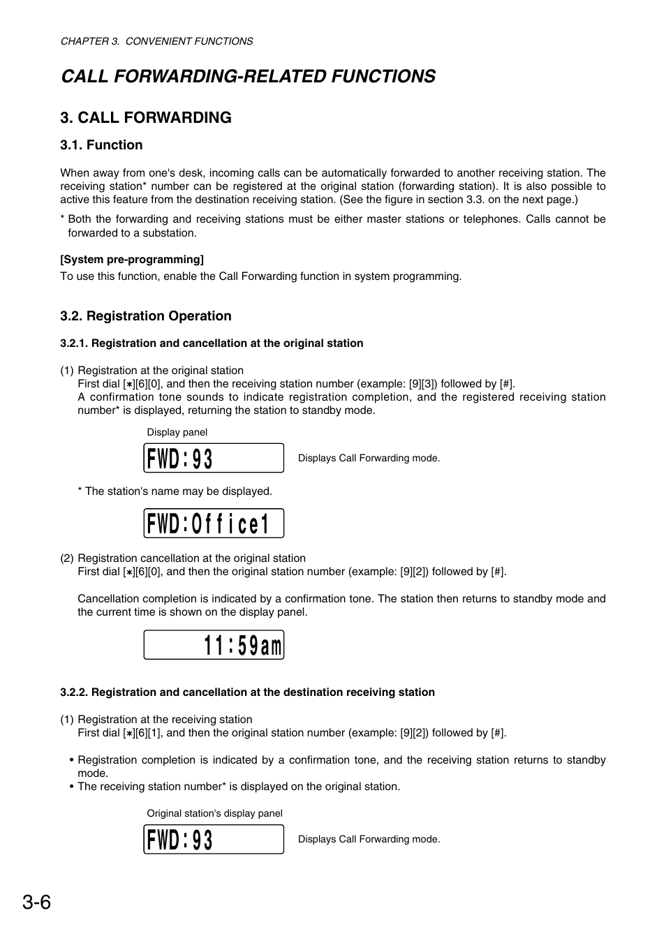 Fwd : 9 3, Call forwarding-related functions | Toa VS-900 User Manual | Page 34 / 72