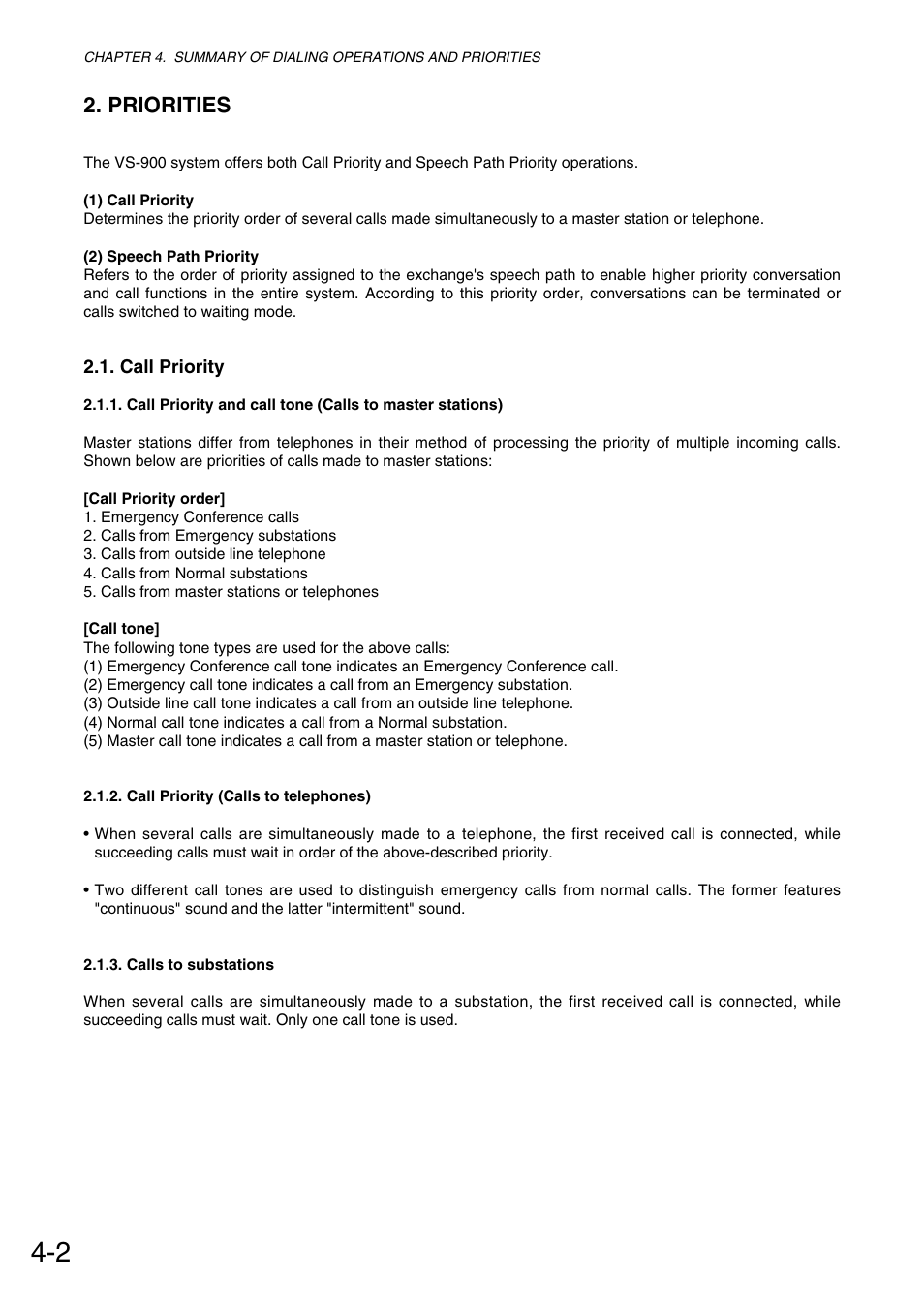 Priorities | Toa VS-900 User Manual | Page 64 / 72