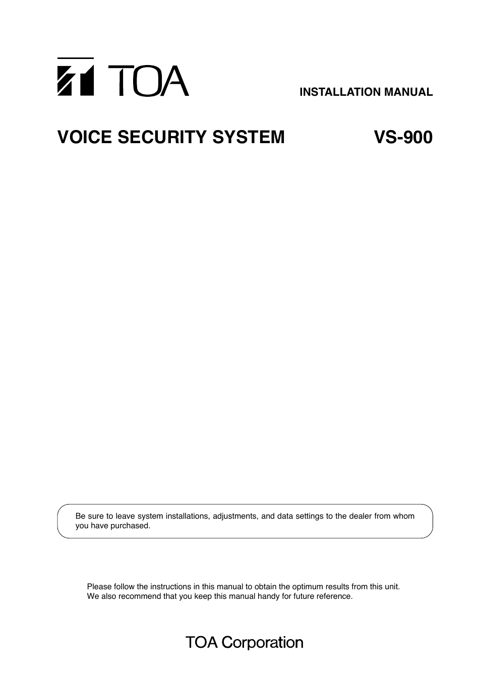 Toa VS-900 User Manual | 56 pages