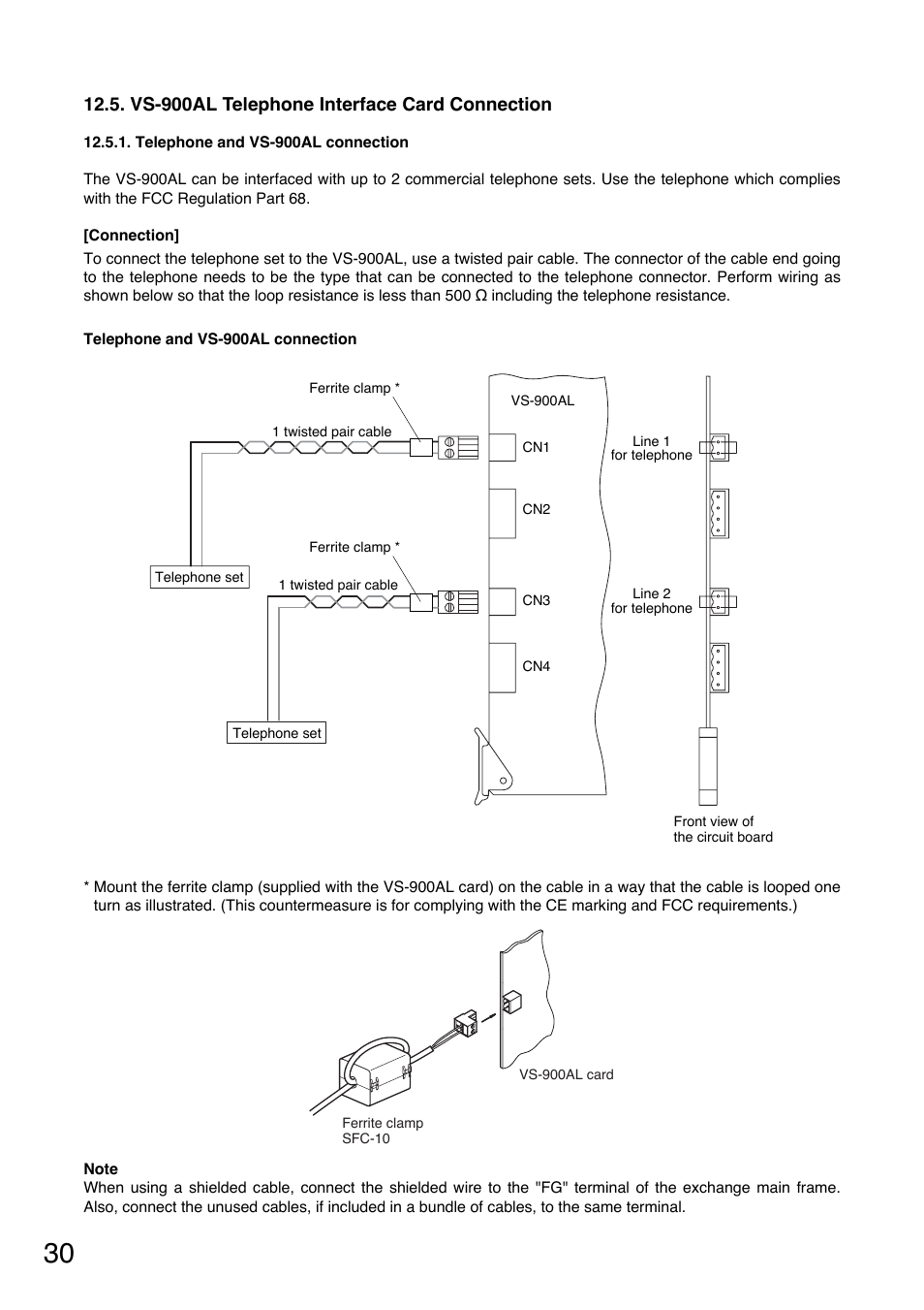 Vs-900al telephone interface card connection | Toa VS-900 User Manual | Page 30 / 56