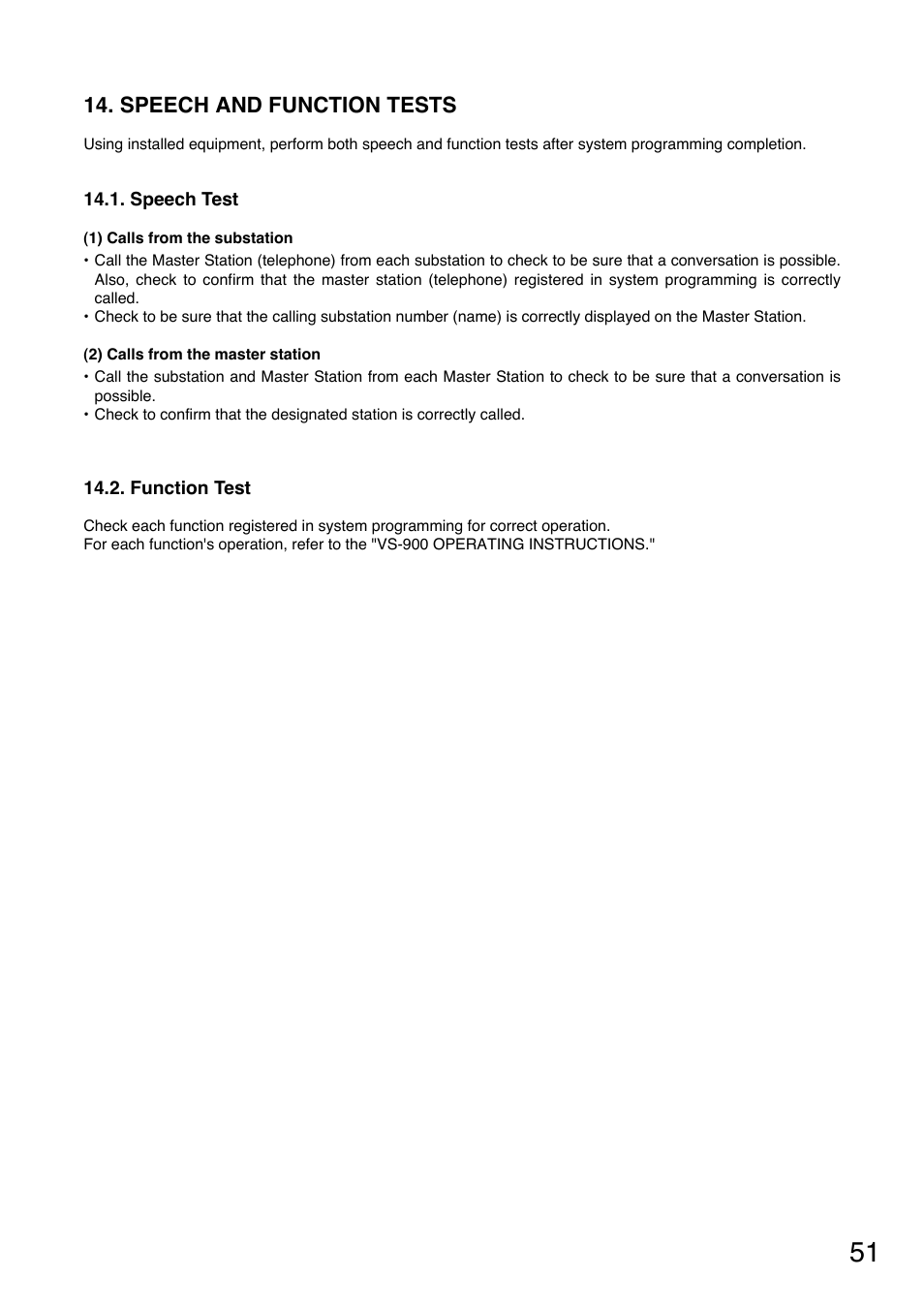 Speech and function tests | Toa VS-900 User Manual | Page 51 / 56