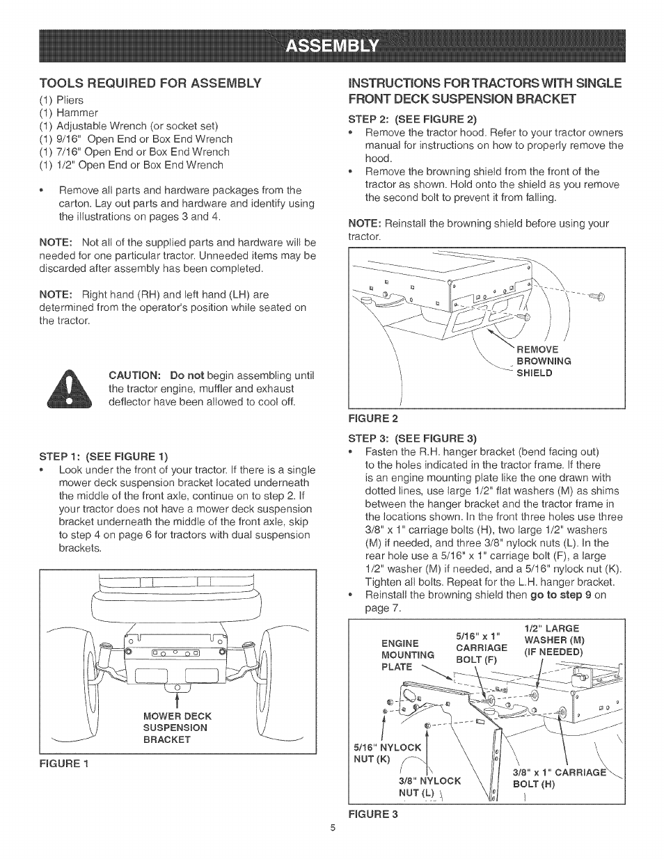 Tools required for assembly {1) pliers {1) hammer, Assembly | Craftsman 486.24441 User Manual | Page 5 / 20