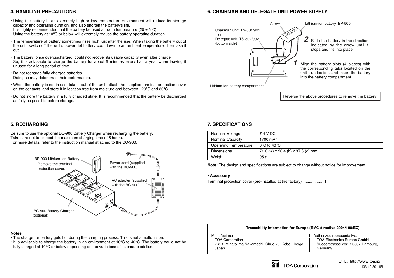 Toa BP-900 CE User Manual | Page 2 / 2