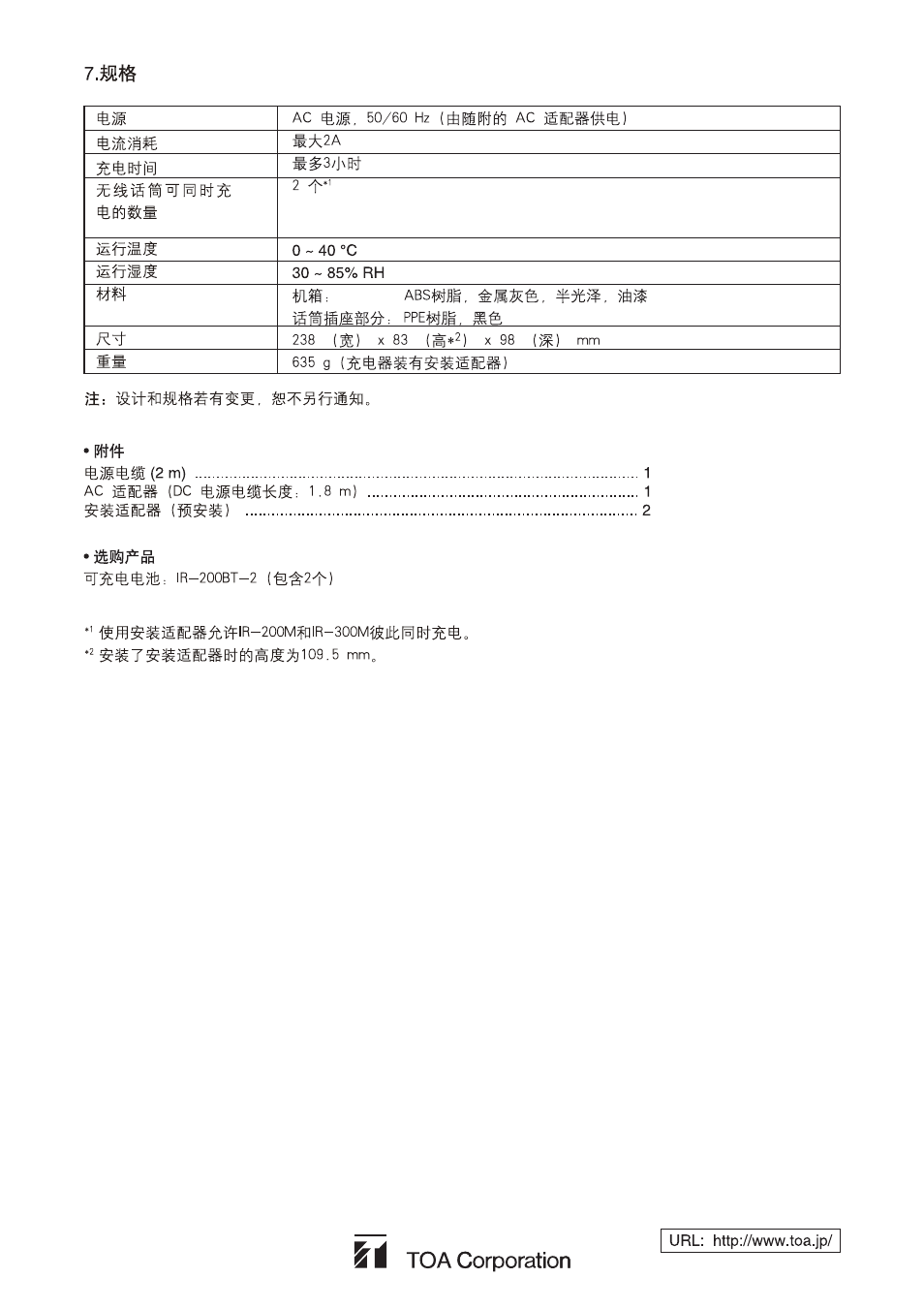 Toa IR-200BC User Manual | Page 16 / 16