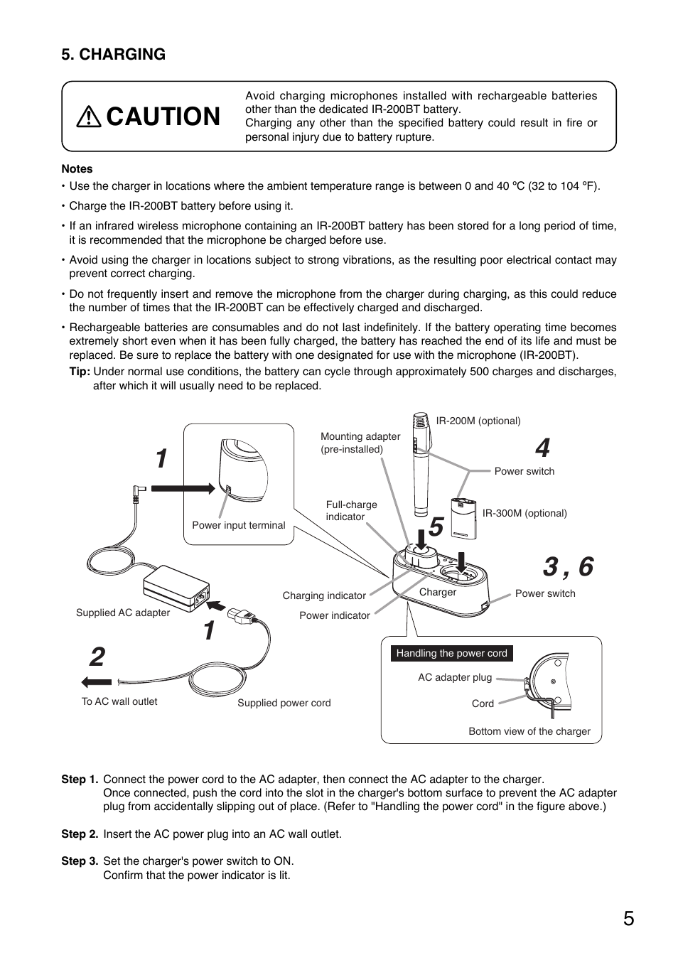 Caution | Toa IR-200BC User Manual | Page 5 / 16
